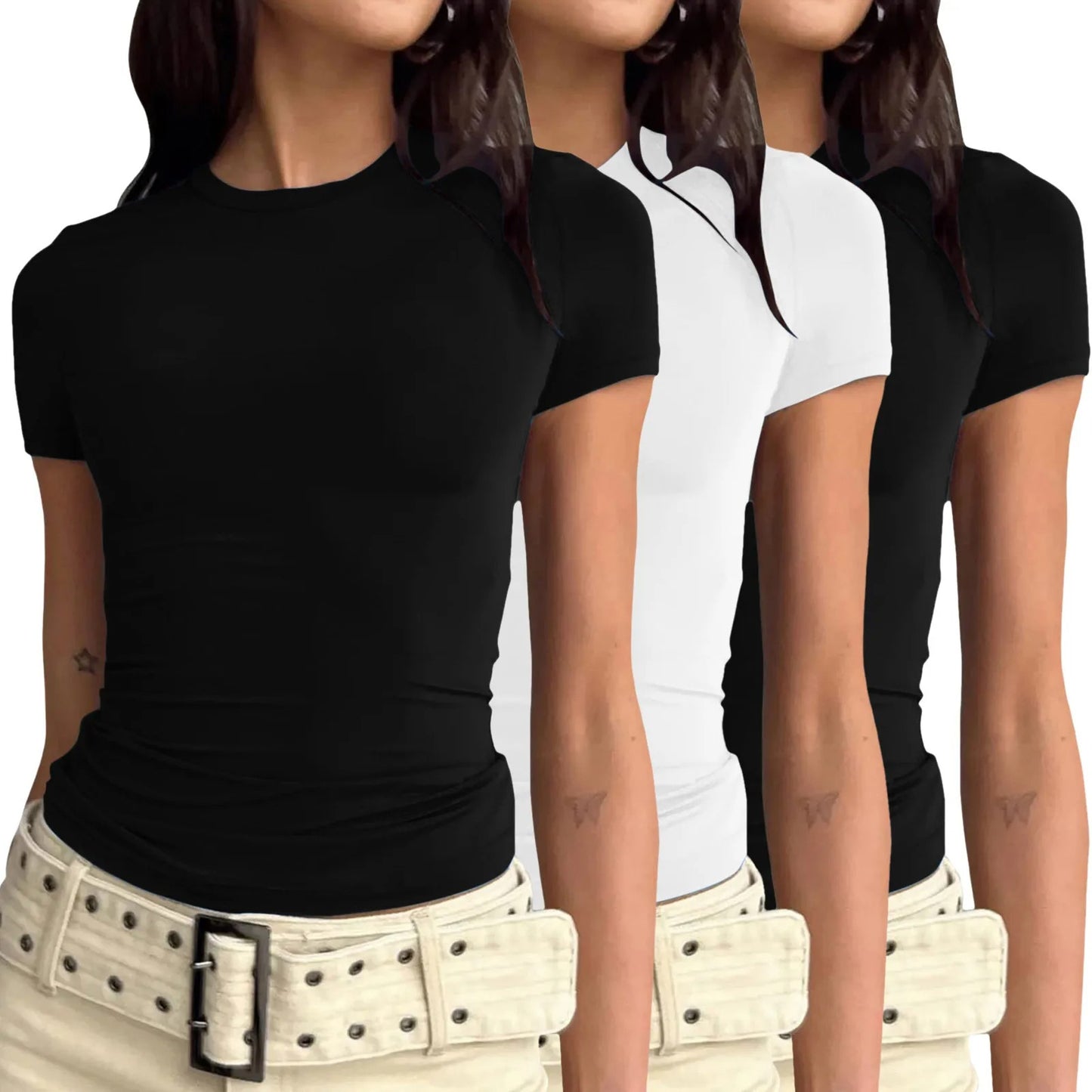 3-Pack Slim Fit Y2K Crop Tees β Basic Streetwear Essentials