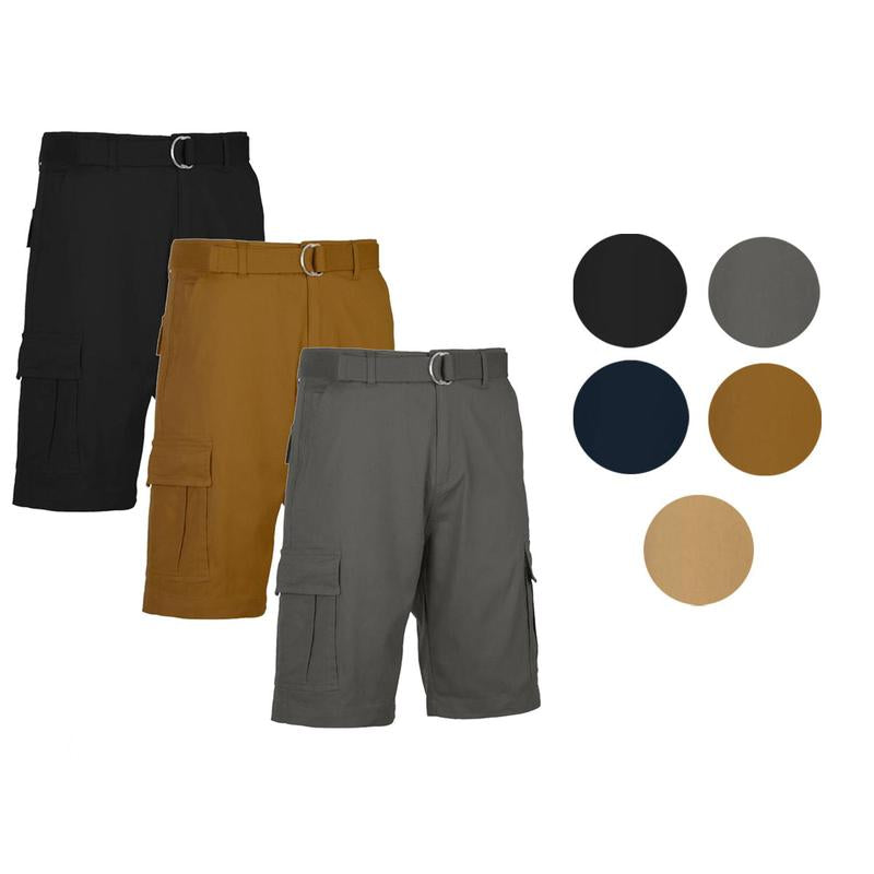 Men’s 3-Pack Cargo Stretch Shorts with Belt – Durable Comfort and Style