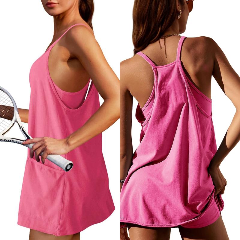 Tanming Women's Sleeveless Mini Dress with Built-in Shorts