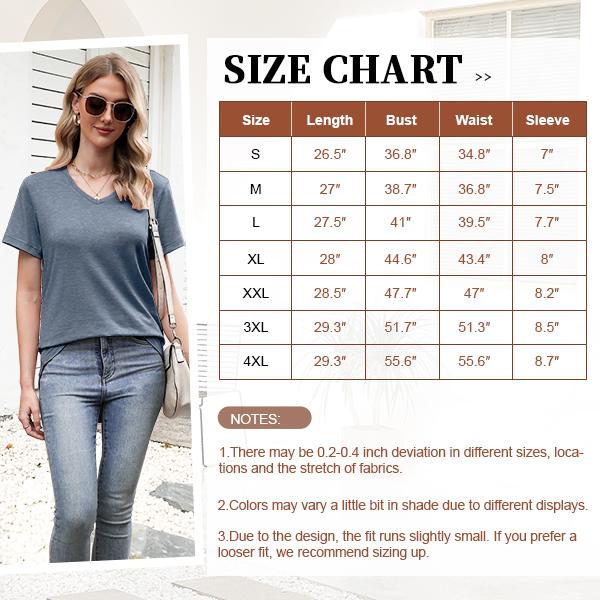 TRNVD® Women’s V-Neck T-Shirt 4-Pack – Soft, Casual Fit with Curved Hem