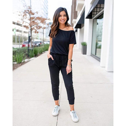 Off-Shoulder Stretchy Jumpsuit - S to XXXL | Comfy, Stylish & Minimalist