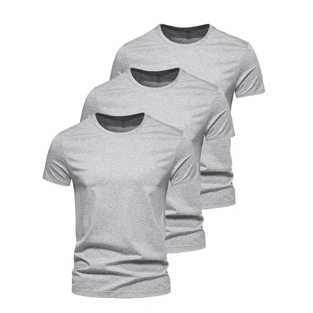 Pack of 3 Basic T-Shirts for Men – Slim Fit, Round Neck, High Comfort