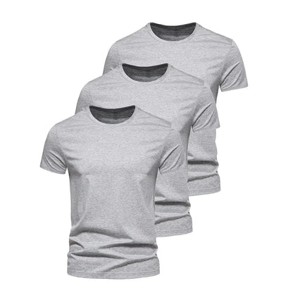 Pack of 3 Basic T-Shirts for Men – Slim Fit, Round Neck, High Comfort