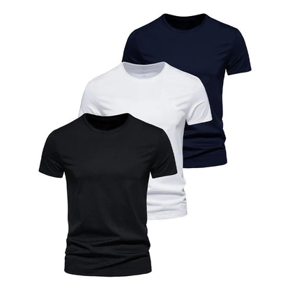 Pack of 3 Basic T-Shirts for Men – Slim Fit, Round Neck, High Comfort