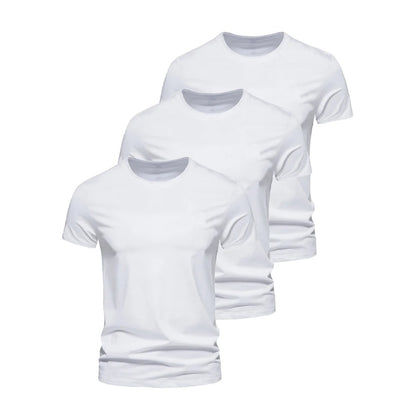 Pack of 3 Basic T-Shirts for Men – Slim Fit, Round Neck, High Comfort