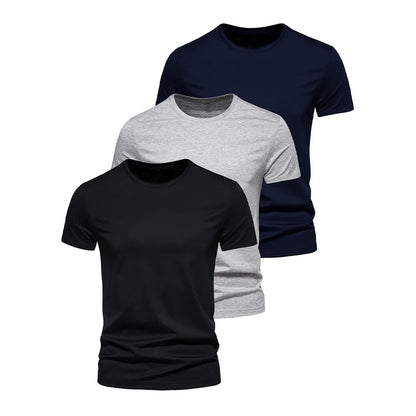 Pack of 3 Basic T-Shirts for Men – Slim Fit, Round Neck, High Comfort