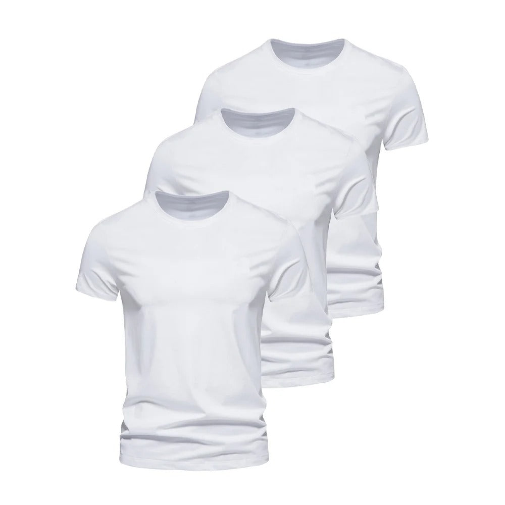 Pack of 3 Basic T-Shirts for Men – Slim Fit, Round Neck, High Comfort