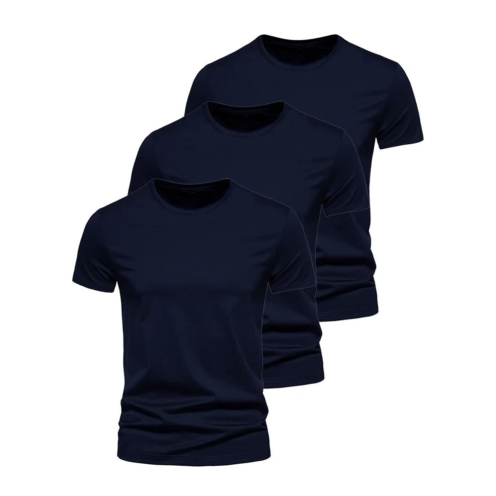 Pack of 3 Basic T-Shirts for Men – Slim Fit, Round Neck, High Comfort