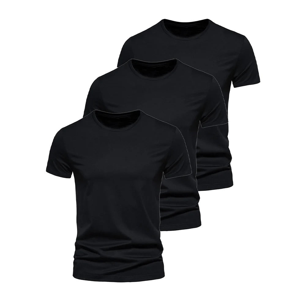 Pack of 3 Basic T-Shirts for Men – Slim Fit, Round Neck, High Comfort