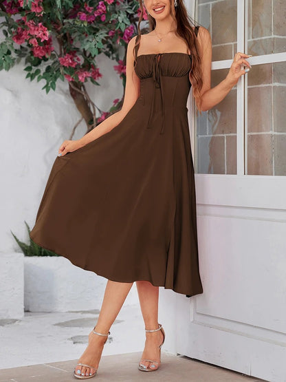 Timeless Elegance – Flowy Midi Dress with Adjustable Fit and Feminine Charm